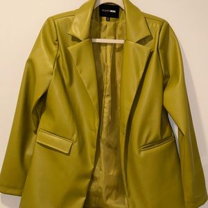 ‘Oversized look’ green leather blazer